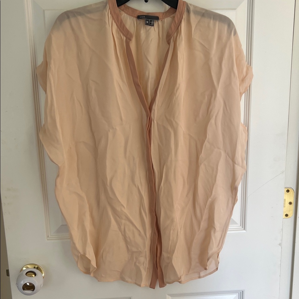 Vince 100% Silk Sheer Blouse NWT | Peach Cream | Size M | Spring